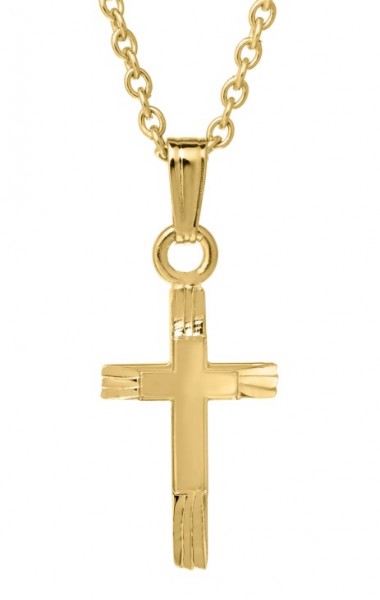 14K GOLD FILLED BABY CROSS ON A GOLD FILLED CABLE CHAIN
