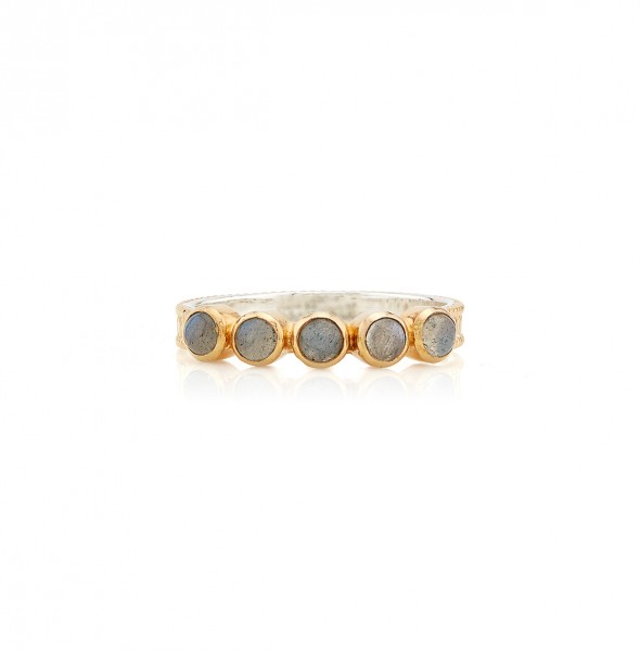 Anna Beck Gold Plate Multi Stone Labradorite Ring Size 7