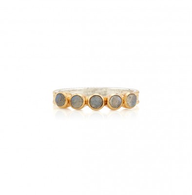 ANNA BECK 18 K GOLD PLATED STERLING SILVER PYRITE RING SIZE 8