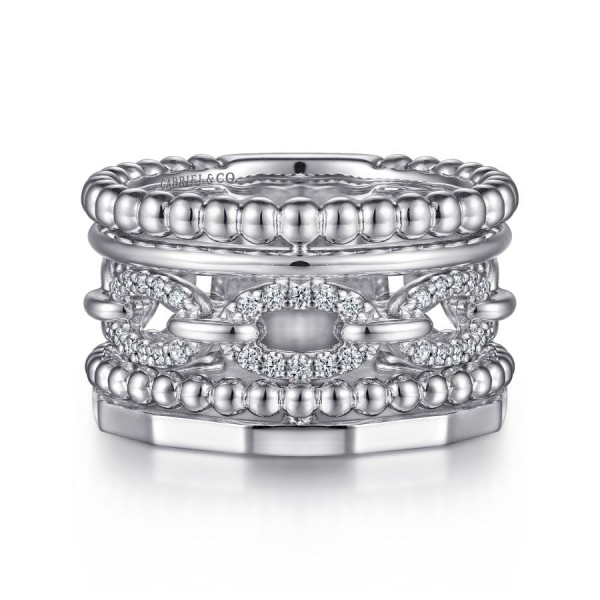 Gabiel And Co Sterling Silver .20Ctw White Sapphire Faux Stack Ring