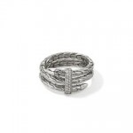 JOHN HARDY STERLING SILVER PEAR DIAMOND PAVE DOUBLE WRAP RING