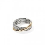 JOHN HARDY STERLING SILVER AND 14K GOLD 7MM CROSS OVER RING
