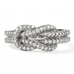 JOHN HARDY STERLING SILVER AND DIAMOND LOVE KNOT RING .48CTW