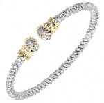 14K Sterling Silver .06Ctw Diamond 3Mm Open Bracelet