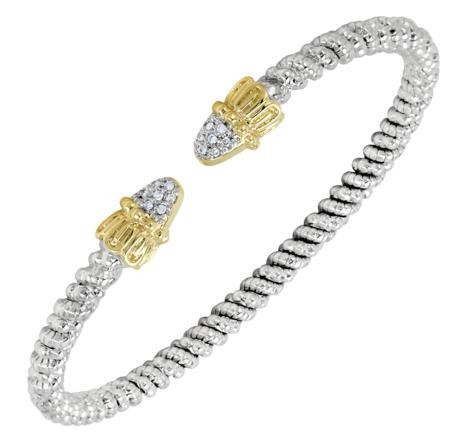 VAHAN STERLING SILVER/14K 3MM OPEN BRACELET