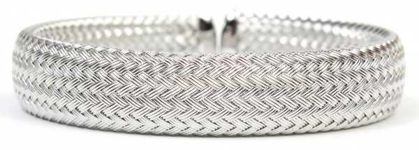 Sterling Silver 12.3Mm Wide Cuff White