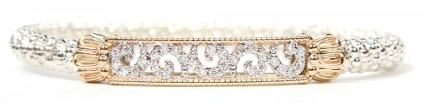 14K Sterling Silver .23Ctw Diamond 4Mm Closed Bangle Bracelet