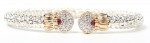 14K Sterling Silver Ruby 4Mm Open Bangle Bracelet