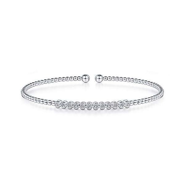 GABRIEL BUJUKAN 14K WHITE GOLD .14CTW DIAMOND BAR CUFF BRACELET