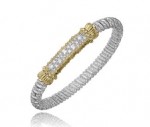 ALWAND VAHAN STERLING SILVER  AND 14K YELLOW GOLD  6MM DIAMOND BANGLE BRACELET .82CTW