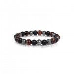 RED TIGER EYE BLACK HEMATITE BLACK ONYX BEAD BRACELET