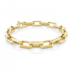 STAINLESS STEEL GOLD RECTANGLE LINK BRUSHED POLISHED BRACELET