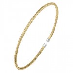 WOVEN GOLD PLATE TWO TONE CUFF BANGLE BRACELET