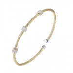 STERLING SILVER  GOLD PLATED CUFF BRACELET WITH CZ STATIONS