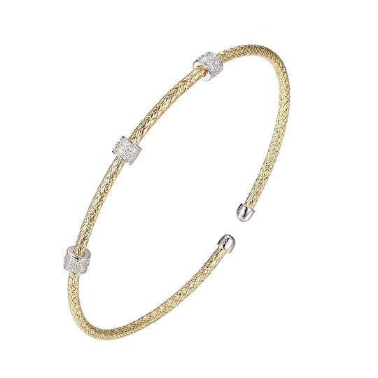 STERLING SILVER  GOLD PLATED CUFF BRACELET WITH CZ STATIONS
