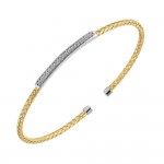 STERLING SILVER/GOLD PLATED CUBIC ZIRCONIA BANGLE BRACELET