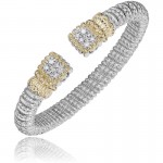 VAHAN STERLING SILVER & 14K 8MM DIAMOND OPEN CUFF BRACELET
