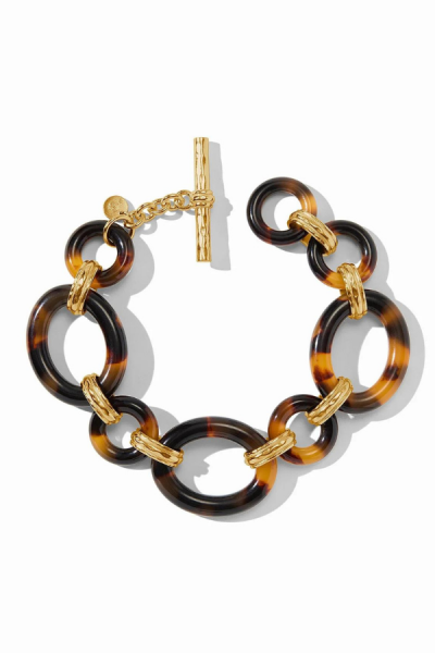 JULIE VOS GOLD PLATED MADISON LINK TORTOISE SHELL BRACELET
