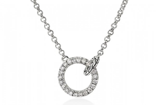STERLING SILVER DIAMOND MINI ROLO CHAIN INTERLINKING NECKLACE