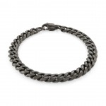 GUN METAL GRAY STAINLESS STEEL BRUSHED CURB LINK BRACELET