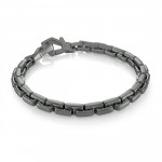 GUN METAL GRAY STAINLESS STEEL BRUSHED CUBOID LINK BRACELET