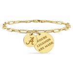 GOLD PLATED ALABAMA PAPERCLIP CHAIN CHARM BRACELET