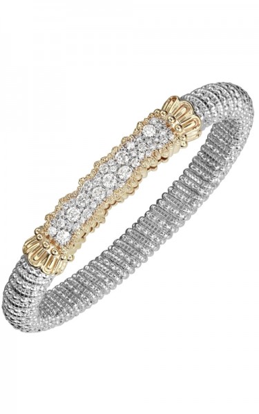 VAHAN STERLING SILVER & 14K 6MM DIAMOND CLOSED BRACELET