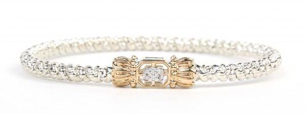 VAHAN STERLING SILVER AND 14K YELLOW GOLD 3MM CLOSED BRACELET