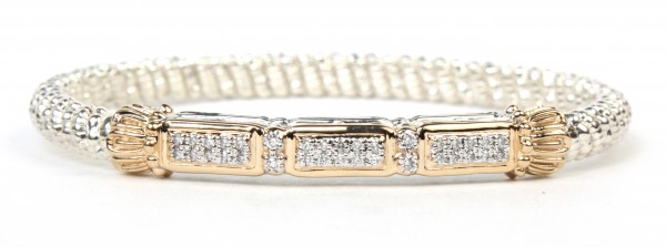 VAHAN STERLING SILVER AND 14K YELLOW GOLD 4MM CLOSED BRACELET
