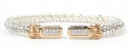 VAHAN STERLING SILVER AND 14K YELLOW GOLD 4MM OPEN CUFF BRACELET