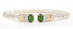 VAHAN STERLING SILVER AND 14K  DIAMOND AND CHROME DIOPSIDE 3MM OPEN BRACELET