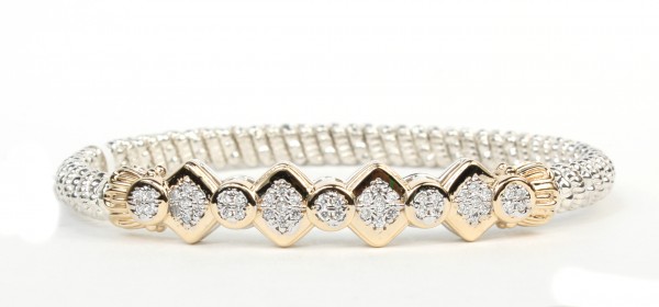 VAHAN STERLING SILVER AND 14K 4MM CLOSED BRACELET