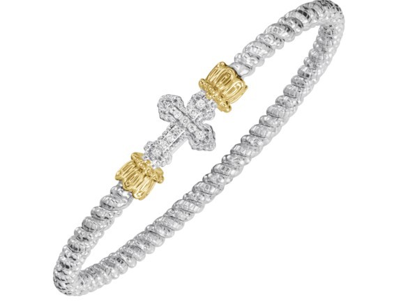 VAHAN STERLING SILVER AND 14K 3MM CLOSED BRACELET