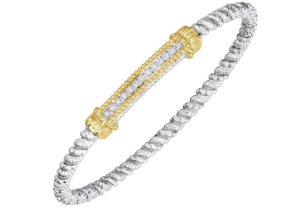 VAHAN STERLING SILVER AND 14K 4MM CLOSED BRACELET
