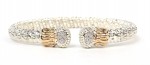 VAHAN STERLING SILVER AND 14K 6MM OPEN CUFF BRACELET