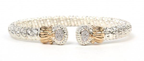 VAHAN STERLING SILVER AND 14K 6MM OPEN CUFF BRACELET