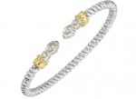 VAHAN STERLING SILVER AND 14K 3MM OPEN CUFF BRACELET