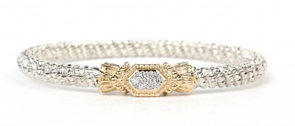 VAHAN STERLING SILVER AND 14K 4MM CLOSED BRACELET