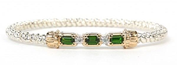 VAHAN STERLING SILVER AND 14K 3MM CHROME DIOPSIDE CLOSED BRACELET