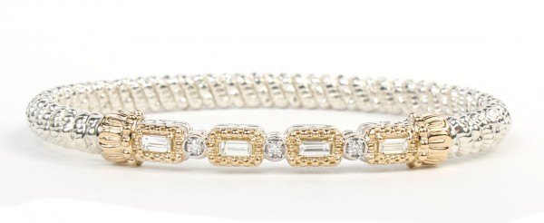 VAHAN STERLING SILVER & 14K 4MM DIAMOND CLOSED BRACELET