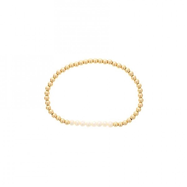 4MM GOLD FILLED BEADS WITH 4MM PEARL BAR BRACELET