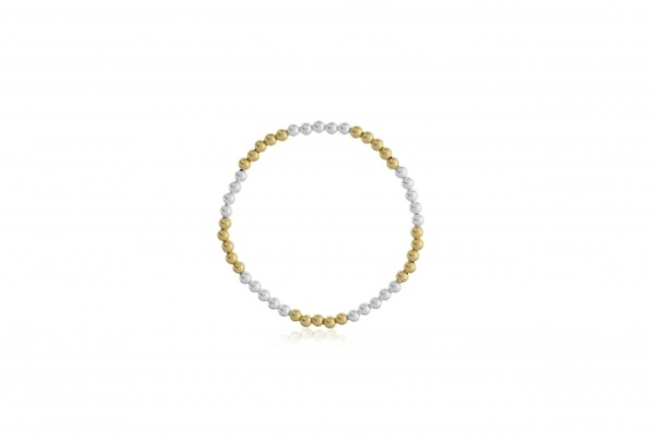 5X5 4MM STERLING SILVER AND GOLD FILLED BEADED BRACELET