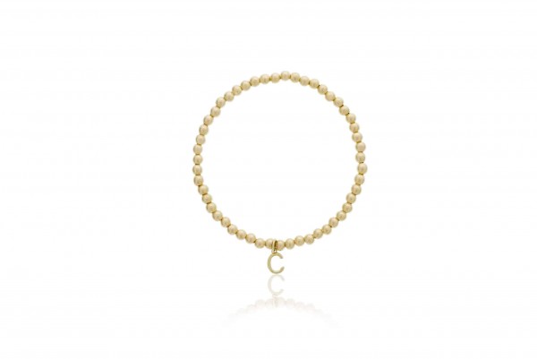 4MM GOLD FILLED BEADED BRACELET WITH C INITIAL