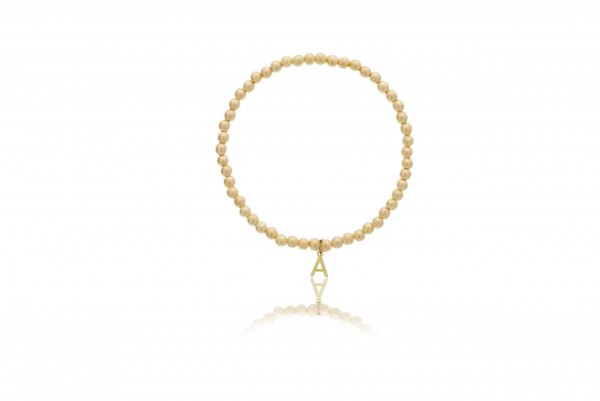4MM GOLD FILLED BEADED BRACELET WITH INITIAL A