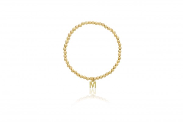 4MM GOLD FILLED BEADED BRACELET WITH INITIAL M