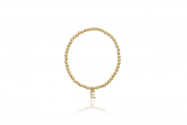 4MM GOLD FILLED BEADED BRACELET WITH INITIAL E