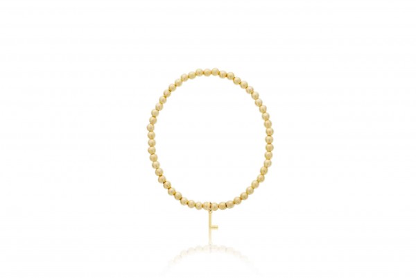 4MM GOLD FILLED BEADED BRACELET WITH INITIAL L