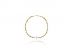 4MM GOLD FILLED BEADED BRACELET WITH MOTHER OF PEARL CROSS