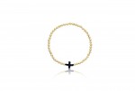 4MM GOLD FILLED BREADED BRACELET WITH BLACK ONYX CROSS