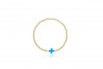 4MM GOLD FILLED BEADED BRACELET WITH A TURQUOISE CROSS